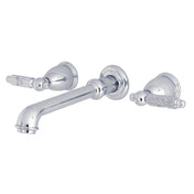 Wall Mount Tub Faucet, Georgian, Two-Handle 3-Hole in Polished Chrome