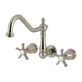Wall Mount Tub Faucet, Hamilton, Two-Handle 3-Hole in Brushed Nickel