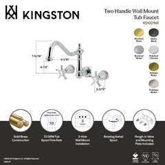 Wall Mount Tub Faucet, Hamilton, Two-Handle 3-Hole in Brushed Nickel