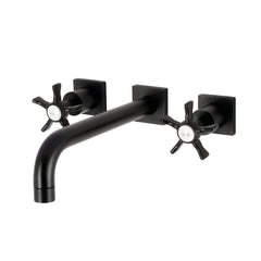 Wall Mount Tub Faucet, Hamilton, Two-Handle 3-Hole in Matte Black