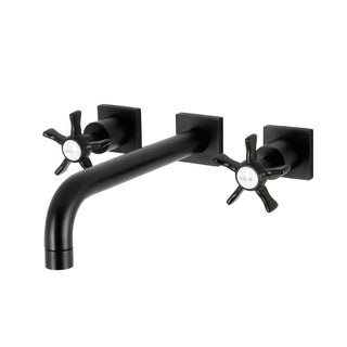 Wall Mount Tub Faucet, Hamilton, Two-Handle 3-Hole in Matte Black