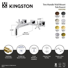 Wall Mount Tub Faucet, Hamilton, Two-Handle 3-Hole in Polished Brass