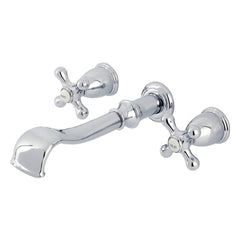 Wall Mount Tub Faucet, Heirloom, 3-Hole with Two Handles in Polished Chrome