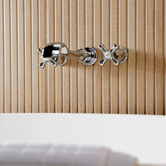 Wall Mount Tub Faucet, Heirloom, 3-Hole with Two Handles in Polished Chrome