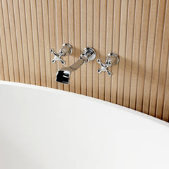 Wall Mount Tub Faucet, Heirloom, 3-Hole with Two Handles in Polished Chrome