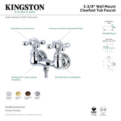 Wall Mount Tub Faucet, Heirloom, Two-Handle 2-Hole in Brushed Nickel
