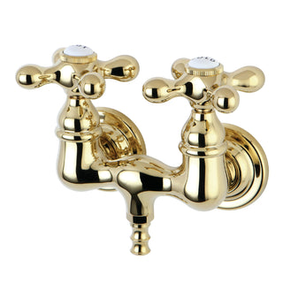 Wall Mount Tub Faucet, Heirloom, Two-Handle 2-Hole in Polished Brass