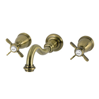Wall Mount Tub Faucet, Heirloom, Two-Handle 3-Hole in Antique Brass