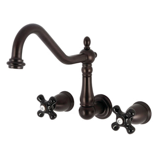 Wall Mount Tub Faucet, Heirloom, Two-Handle 3-Hole in Oil Rubbed Bronze