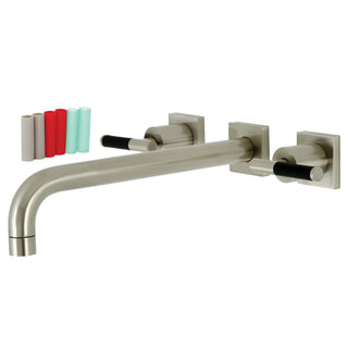 Wall Mount Tub Faucet, Kaiser, Two-Handle 3-Hole in Brushed Nickel