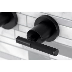 Wall Mount Tub Faucet, Kaiser, Two-Handle 3-Hole in Matte Black