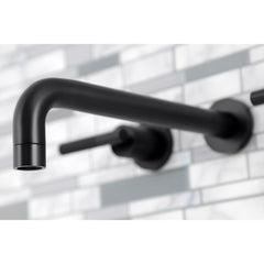 Wall Mount Tub Faucet, Kaiser, Two-Handle 3-Hole in Matte Black