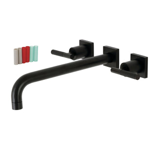 Wall Mount Tub Faucet, Kaiser, Two-Handle 3-Hole in Matte Black