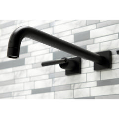 Wall Mount Tub Faucet, Kaiser, Two-Handle 3-Hole in Matte Black
