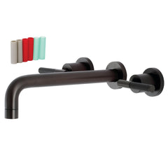 Wall Mount Tub Faucet, Kaiser, Two-Handle 3-Hole in Oil Rubbed Bronze