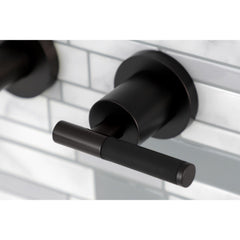 Wall Mount Tub Faucet, Kaiser, Two-Handle 3-Hole in Oil Rubbed Bronze