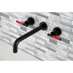 Wall Mount Tub Faucet, Kaiser, Two-Handle 3-Hole in Oil Rubbed Bronze