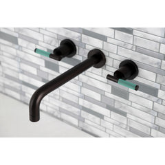 Wall Mount Tub Faucet, Kaiser, Two-Handle 3-Hole in Oil Rubbed Bronze