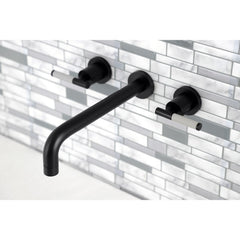 Wall Mount Tub Faucet, Kaiser, Two-Handle 3-Hole in Oil Rubbed Bronze