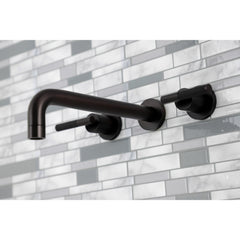 Wall Mount Tub Faucet, Kaiser, Two-Handle 3-Hole in Oil Rubbed Bronze