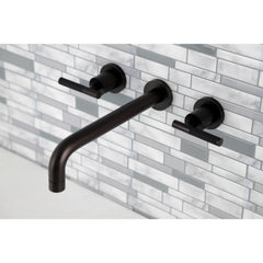 Wall Mount Tub Faucet, Kaiser, Two-Handle 3-Hole in Oil Rubbed Bronze