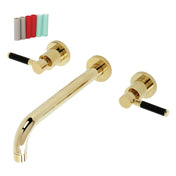 Wall Mount Tub Faucet, Kaiser, Two-Handle 3-Hole in Polished Brass