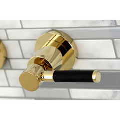 Wall Mount Tub Faucet, Kaiser, Two-Handle 3-Hole in Polished Brass