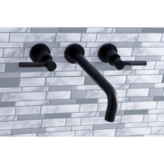 Wall Mount Tub Faucet, Kaiser, Two-Handle in Matte Black