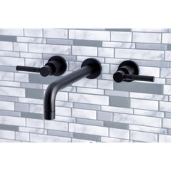 Wall Mount Tub Faucet, Kaiser, Two-Handle in Matte Black