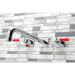 Wall Mount Tub Faucet, Kaiser, Two-Handle in Polished Chrome