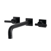 Wall Mount Tub Faucet, Manhattan, Two-Handle 3-Hole in Matte Black