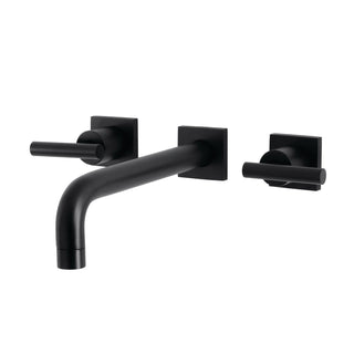 Wall Mount Tub Faucet, Manhattan, Two-Handle 3-Hole in Matte Black