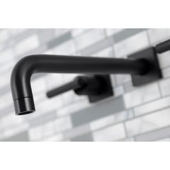 Wall Mount Tub Faucet, Manhattan, Two-Handle 3-Hole in Matte Black
