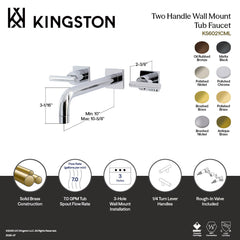Wall Mount Tub Faucet, Manhattan, Two-Handle 3-Hole in Matte Black