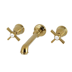 Wall Mount Tub Faucet, Millennium, Two-Handle 3-Hole in Brushed Brass