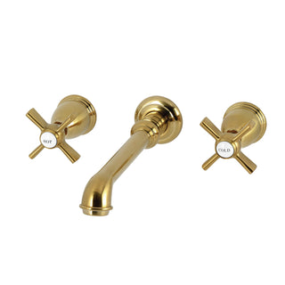Wall Mount Tub Faucet, Millennium, Two-Handle 3-Hole in Brushed Brass