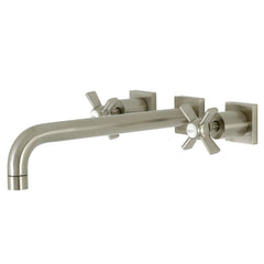 Wall Mount Tub Faucet, Millennium, Two-Handle 3-Hole in Brushed Nickel