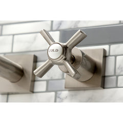 Wall Mount Tub Faucet, Millennium, Two-Handle 3-Hole in Brushed Nickel
