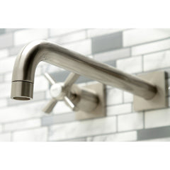 Wall Mount Tub Faucet, Millennium, Two-Handle 3-Hole in Brushed Nickel