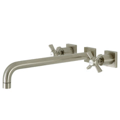 Wall Mount Tub Faucet, Millennium, Two-Handle 3-Hole in Brushed Nickel