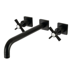 Wall Mount Tub Faucet, Millennium, Two-Handle 3-Hole in Matte Black