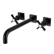 Wall Mount Tub Faucet, Millennium, Two-Handle 3-Hole in Matte Black