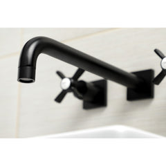 Wall Mount Tub Faucet, Millennium, Two-Handle 3-Hole in Matte Black