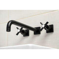 Wall Mount Tub Faucet, Millennium, Two-Handle 3-Hole in Matte Black