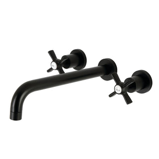 Wall Mount Tub Faucet, Millennium, Two-Handle 3-Hole in Matte Black