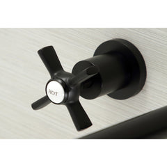 Wall Mount Tub Faucet, Millennium, Two-Handle 3-Hole in Matte Black
