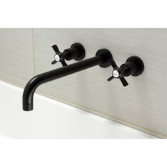 Wall Mount Tub Faucet, Millennium, Two-Handle 3-Hole in Matte Black
