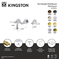 Wall Mount Tub Faucet, Restoration, Two-Handle 3-Hole in Oil Rubbed Bronze