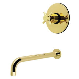 Wall Mount Tub Faucet, Sona, Single Cross Handle in Polished Brass