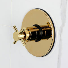 Wall Mount Tub Faucet, Sona, Single Cross Handle in Polished Brass